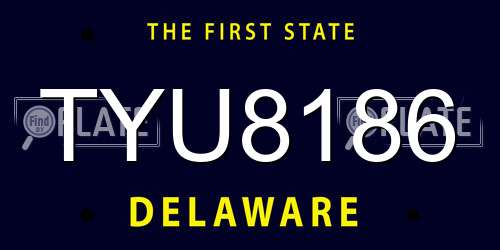 TYU8186 Delaware License Plate