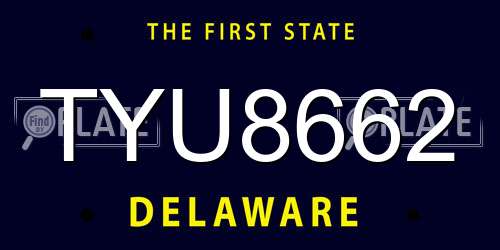 TYU8662 Delaware License Plate