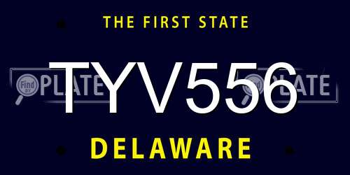 TYV556 Delaware License Plate
