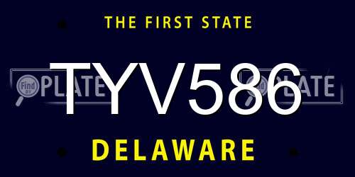 TYV586 Delaware License Plate