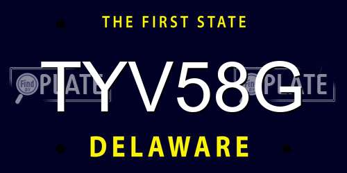 TYV58G Delaware License Plate