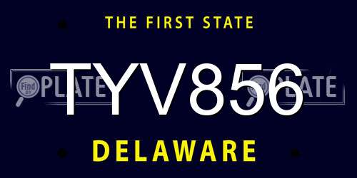 TYV856 Delaware License Plate