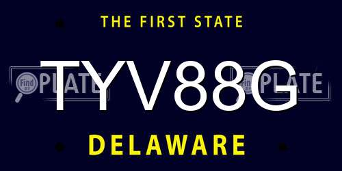 TYV88G Delaware License Plate