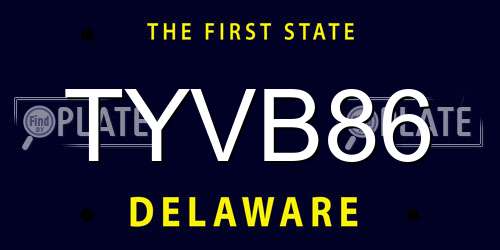 TYVB86 Delaware License Plate