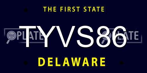 TYVS86 Delaware License Plate
