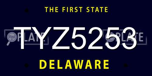 TYZ5253 Delaware License Plate