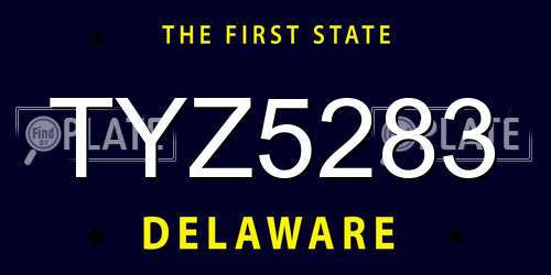 TYZ5283 Delaware License Plate