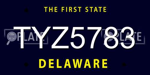 TYZ5783 Delaware License Plate