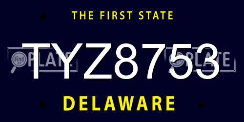 TYZ8753 Delaware License Plate