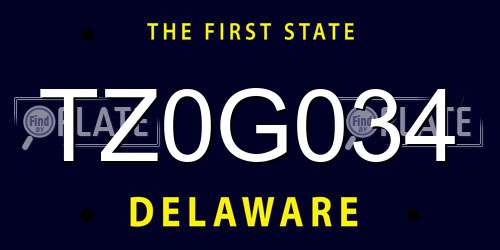TZ0G034 Delaware License Plate