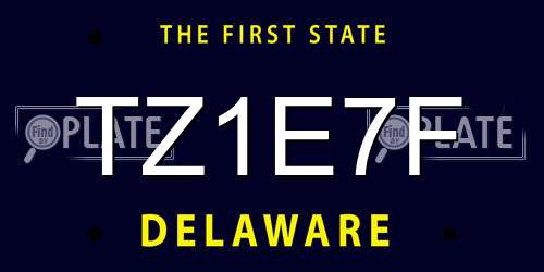 TZ1E7F Delaware License Plate