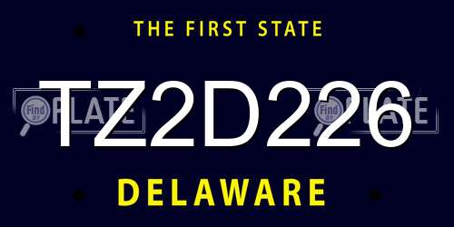 TZ2D226 Delaware License Plate