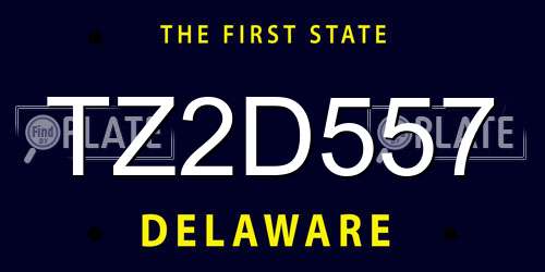 TZ2D557 Delaware License Plate