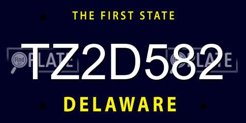 TZ2D582 Delaware License Plate