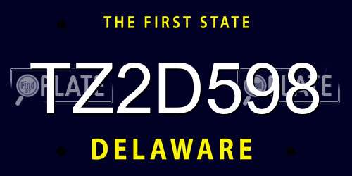 TZ2D598 Delaware License Plate