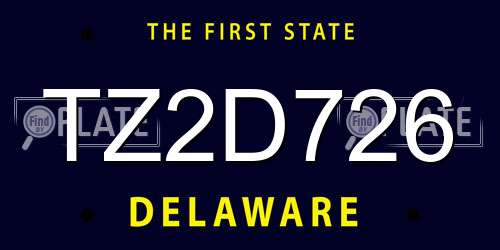 TZ2D726 Delaware License Plate