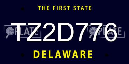TZ2D776 Delaware License Plate