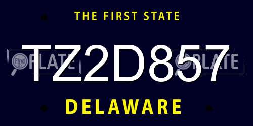 TZ2D857 Delaware License Plate