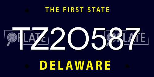 TZ2O587 Delaware License Plate