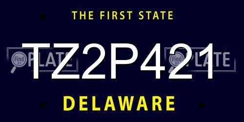 TZ2P421 Delaware License Plate