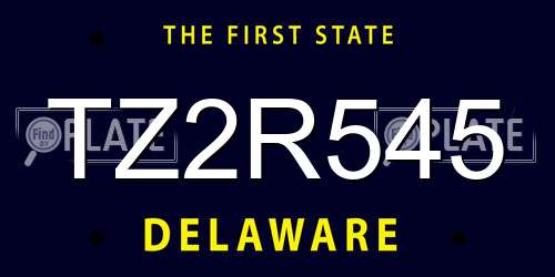 TZ2R545 Delaware License Plate