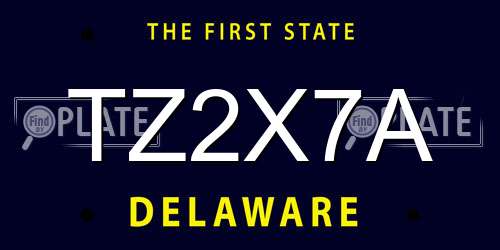TZ2X7A Delaware License Plate