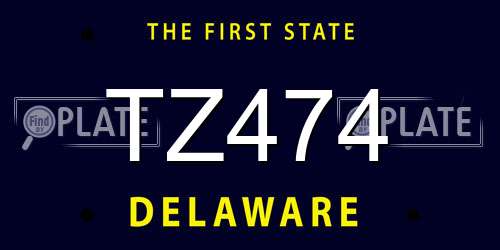 TZ474 Delaware License Plate