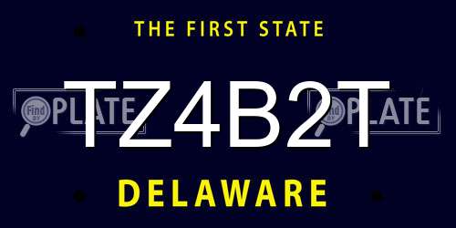 TZ4B2T Delaware License Plate