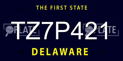 TZ7P421 Delaware License Plate