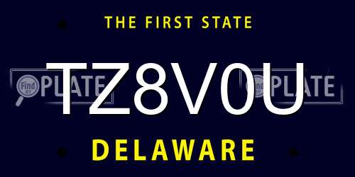 TZ8V0U Delaware License Plate