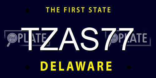 TZAS77 Delaware License Plate
