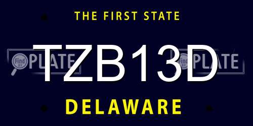 TZB13D Delaware License Plate