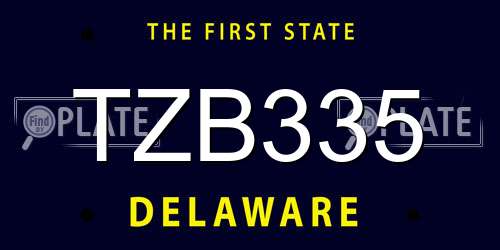 TZB335 Delaware License Plate