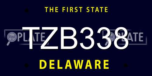 TZB338 Delaware License Plate