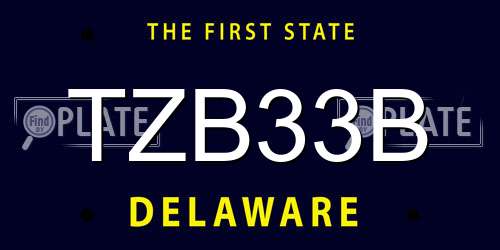 TZB33B Delaware License Plate