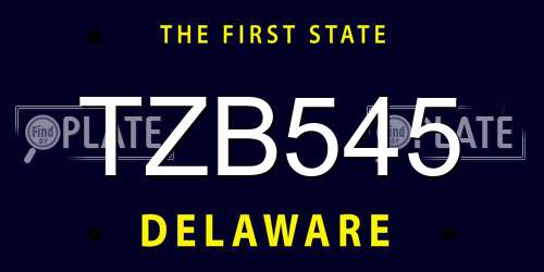 TZB545 Delaware License Plate