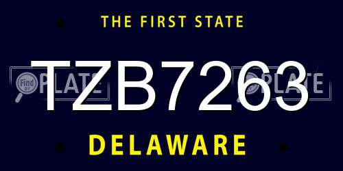 TZB7263 Delaware License Plate