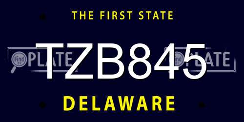 TZB845 Delaware License Plate
