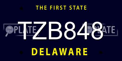 TZB848 Delaware License Plate