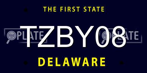 TZBY08 Delaware License Plate