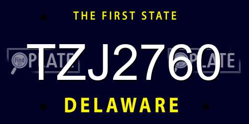 TZJ2760 Delaware License Plate