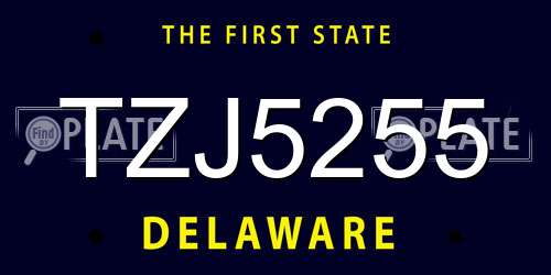 TZJ5255 Delaware License Plate