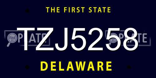 TZJ5258 Delaware License Plate