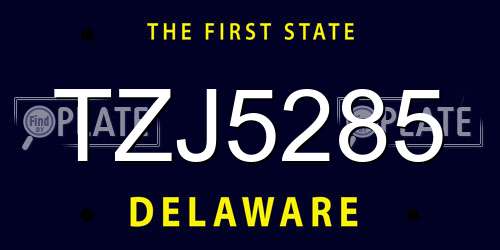TZJ5285 Delaware License Plate