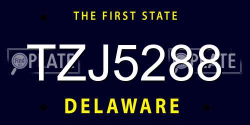 TZJ5288 Delaware License Plate