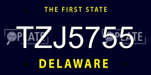 TZJ5755 Delaware License Plate