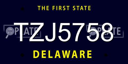 TZJ5758 Delaware License Plate