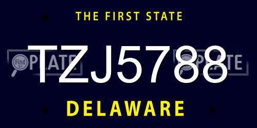 TZJ5788 Delaware License Plate