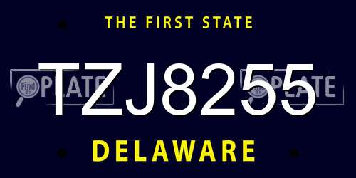 TZJ8255 Delaware License Plate