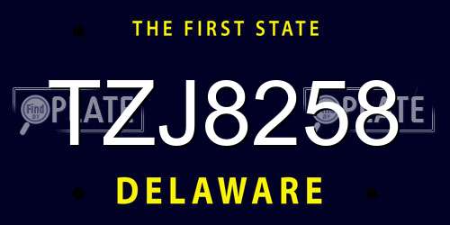 TZJ8258 Delaware License Plate